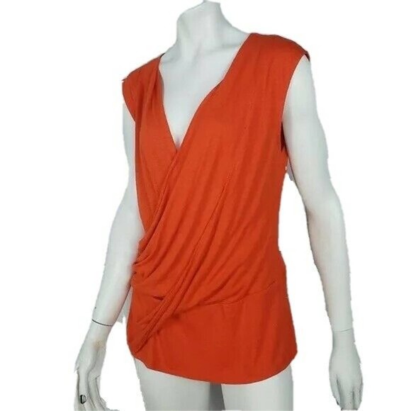 Anthropologie Leifnotes Sleeveless Top Surplice Orange Medium - Picture 2 of 7